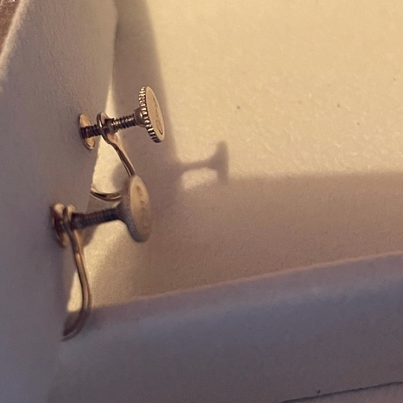 Vintage Coro Dangle Screw Back Earring Citirine /  Clear Rhinestone - Picture 5 of 5